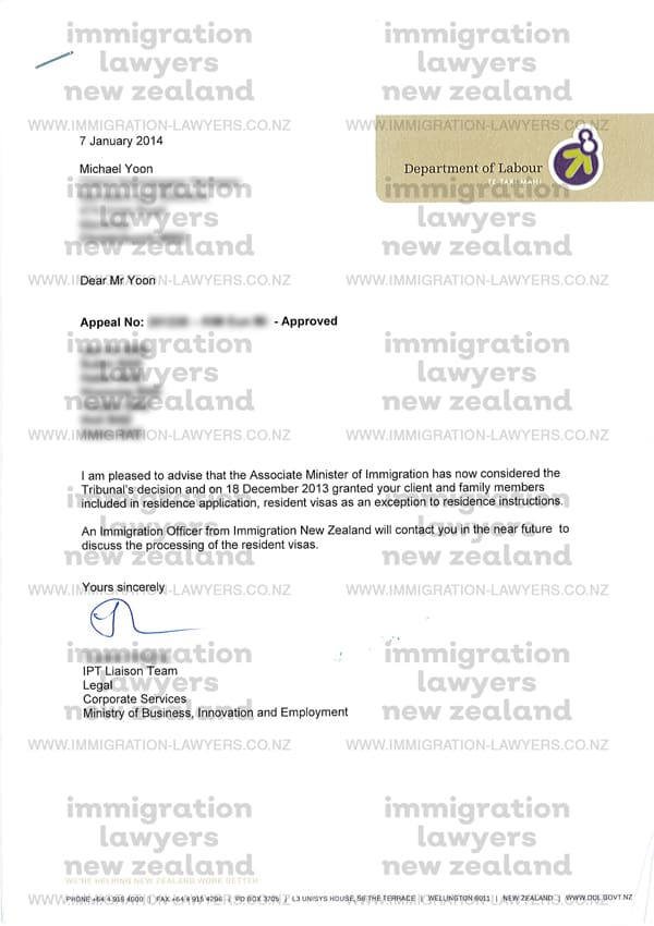 immigration minister granted residence exception to policy