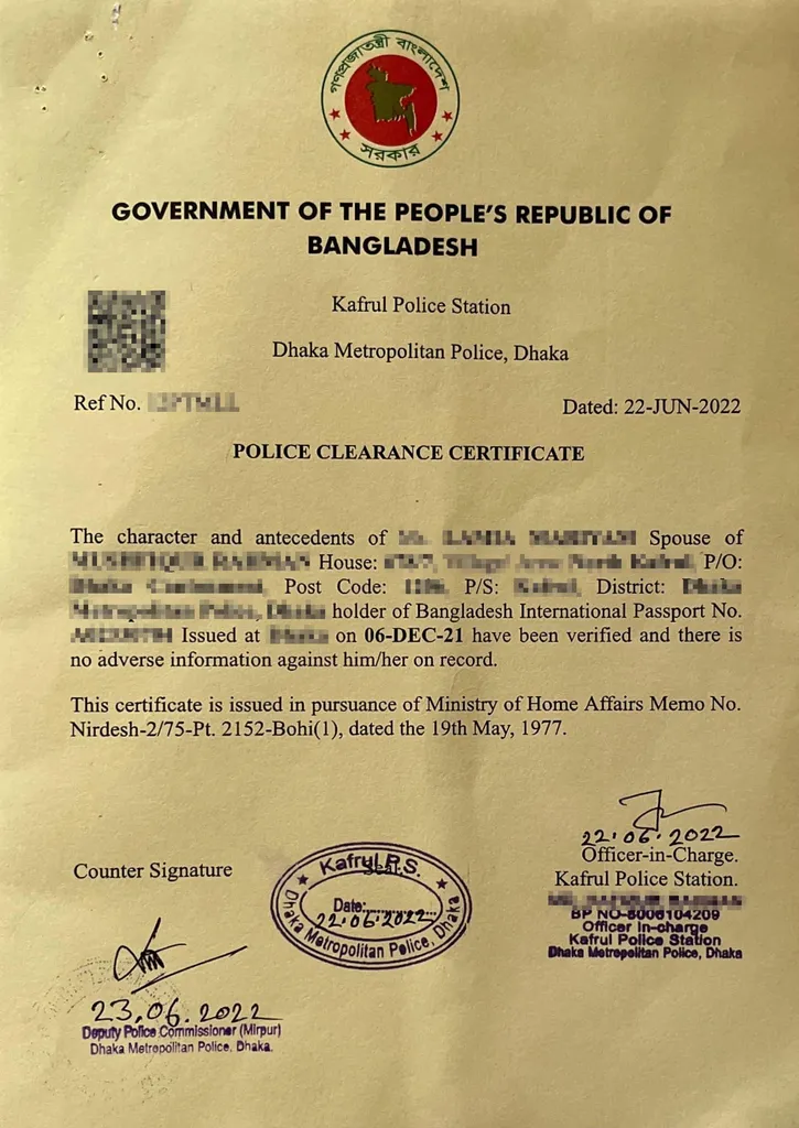 How To Get Police Certificate PCC For Bangladesh
